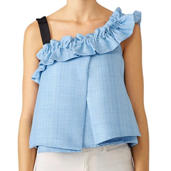 Slate & Willow Tops - Slate & Willow| Blue Tao Cropped Ruffle Top